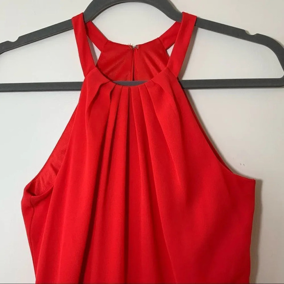 Express Red Grecian Neck Dress Party Size 0 Flirty Fun Holiday - Picture 8 of 8